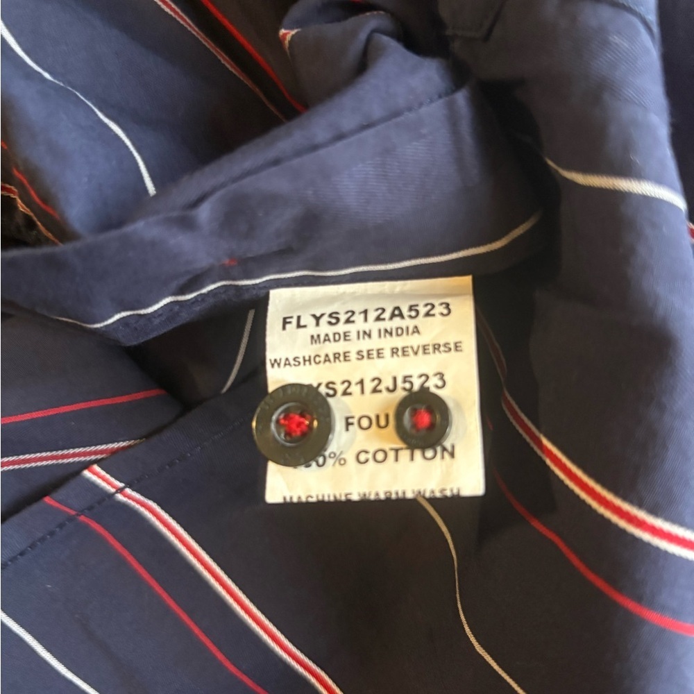 Louis Philippe Preppy Striped Cotton Long Sleeve Blue Mens Sz M (39cm) - Picture 7 of 8